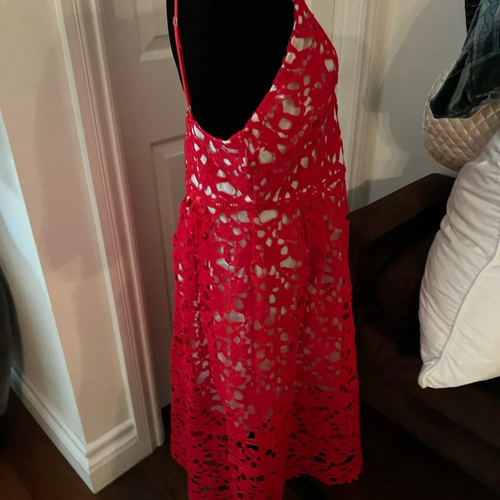 Red Lace Floral Dress - Picture 3 of 3